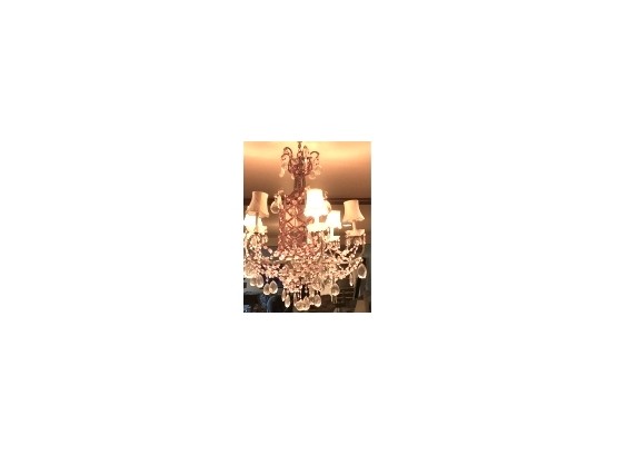 Vintage Fun Fancy Chandelier With 6 Arms Hanging Crystals & Beads