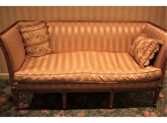 Beautiful Love Seat With Moire Silk Upholstery Decorative Silk Pillows With Louis XVI Style Legs!
