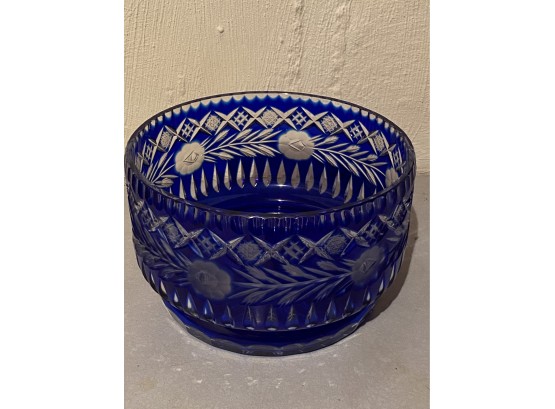Beautiful Bohemian Blue Glass Bowl