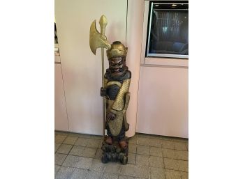 Tall Vintage Carved Wood Emperor's Guard Totem/Statue 58' Tall