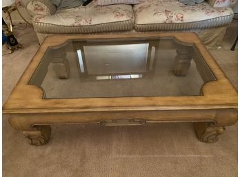 Wood Coffee Table With Glass