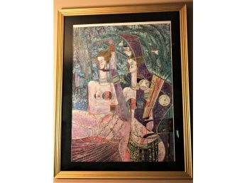 Signed And Numbered Serigraph By Mary Shawe- 80/300 Beautiful Gold Finish Plexiglass Frame