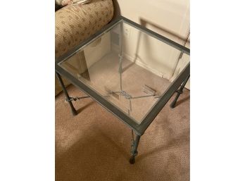 Metal Side Table With Beveled Glass Insert