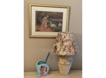 Victorian Style Print Includes Floral Lamp By Laura Ashley & Fun Face Canister