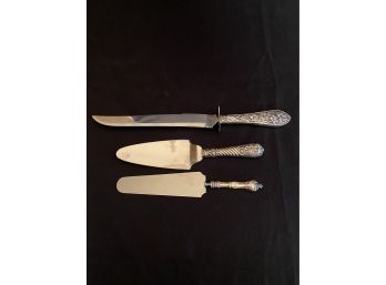 Assorted Serving Utensils Includes Pie Server, Frank M Whiting Co Serving Knife, & Cheese Spreader