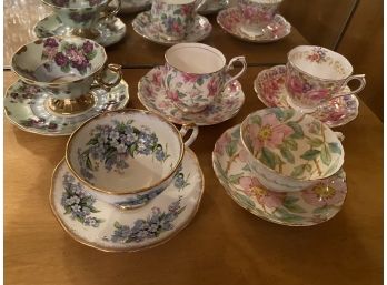 5 Cups & Saucers In A Variety Of Patterns. See Photos