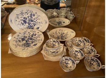 Coalport China Set In Cairo Pattern Service For 8 With Beautiful Floral Pattern Including Birds, Butterflies &