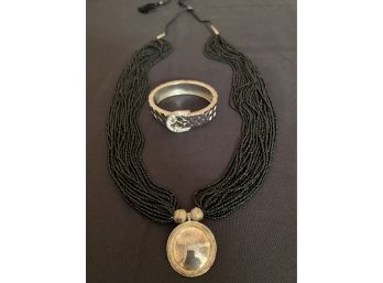 Womens Fashion Jewelry Includes A Layered Beaded Necklace & Bracelet Design Like A Belt