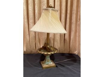 Vintage Lamp With Dove Detail In A Bird Bath