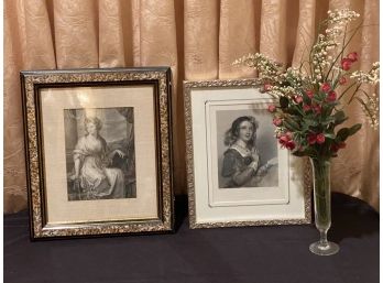 Framed Victorian Style Prints Includes Mrs. Page - JW Wright Other Print Of Woman & Small Floral Vase