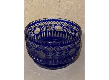 Beautiful Bohemian Blue Glass Bowl