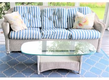 Vintage Wicker Sofa With Matching Coffee Table