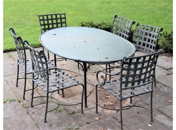 Brown Jordan Woven Aluminum Patio Set With 6 Chairs