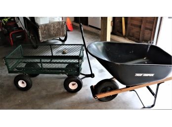 True Temper Wheelbarrow Metal/Wood & Durable Utility Cart In Good Condition