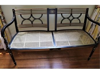 Stenciled Bench With Cane Seating