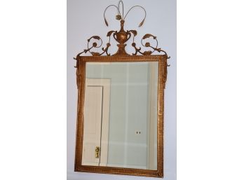 Beautiful Carved Wood Mirror With A Beveled Edge & Protruding Floral Detail Very Pretty Piece!