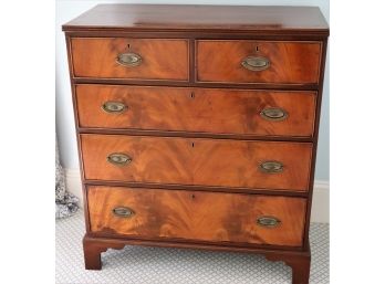 Antique Flame Mahogany 19th Century Dresser With Tongue & Groove Woodwork
