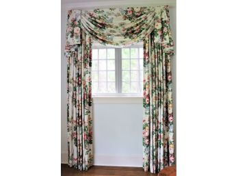 Beautiful Floral Draperies With Swag Valance Measures Approximately 78 Inches X 116 Inches