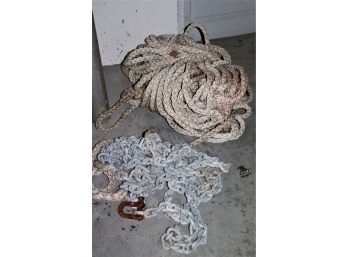 Octuplet 8 Strand Rope Nautical 100 Plus & Heavy Chain Approximately 50 Feet Long