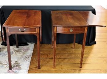 Vintage Drop Leaf Side Tables With Inlay/Banding One Piece Is By Stiehl Furniture New York