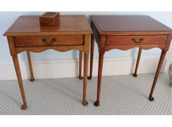 Pair Of Vintage Mahogany End Tables Shows Fading - Colors Dont Match Need To Be Refinished