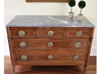 Antique Chest With A Gorgeous Stone Marble Top With A Beveled Edge, Brass Feet  Very Good Condition