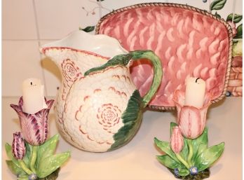 Handmade Italian Pitcher, 2 Dishes From The Hardon Group C 1988 & Mottahedeh Stately Homes Sir Humphrey Wakefi
