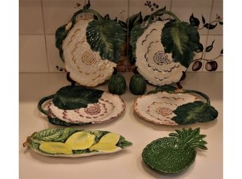 Handmade Plates For Cherubini 1990, Rob Roy S&P Set, Pineapple Dish By Andrea By Sadek & Fruit Dish Italy 6920
