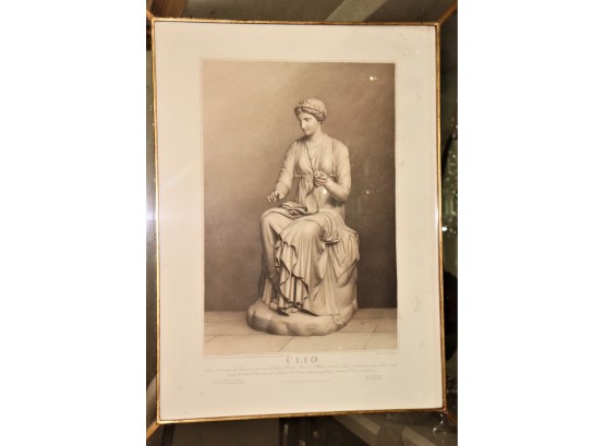 Framed Antique 'Clio' Etching In A Mirrored Frame Published In London 1830