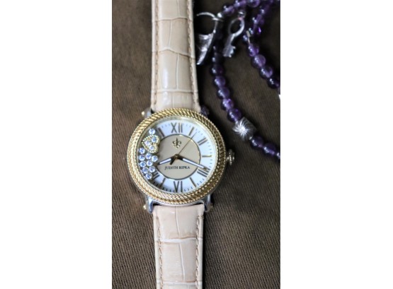 Judith Ripka Womens Watch With Gold Tone Bezel//Roman Numeral Face