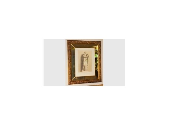 Beautiful Framed Antique Etching/Print Erato  In A Quality Mirrored & Wood Frame