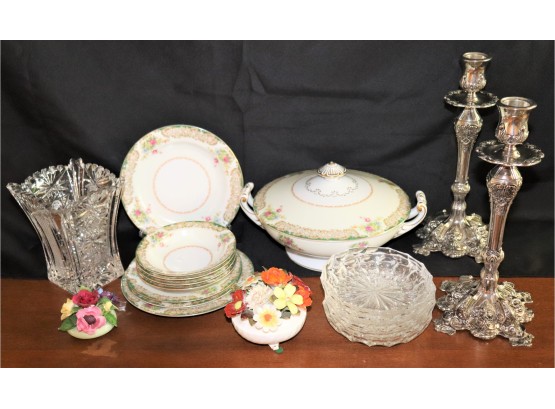 Decorative Collection Includes Royal Adderley , Wentworth China & Plated Candlesticks