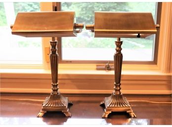 Pair Of Vintage Style Brass Desk Lamps