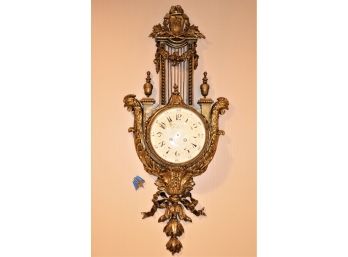 Large French Style Bronze Case Clock With Rooster Detail Girbeli Paris
