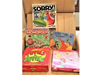 Collection Of Board Games Includes Monopoly, Sorry & Apples To Apples