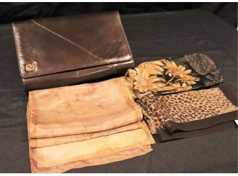 Collection Includes Charles Jordan Paris Handbag, Silk Floral Handkerchief By Ann Taylor Animal Printed, S