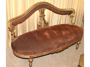 Beautiful Gilded Victorian Style Settee With Some Fading From Sun - See Pictures