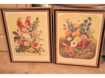 Pair Of Vintage Floral Prints By Elisa Champin - Album Vilmorin- Janvier 1859/60