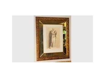 Beautiful Framed Antique Etching/Print Erato  In A Quality Mirrored & Wood Frame