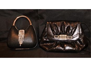 Fun Small Clutch With Hardcase & Bling Accents And Finesse La Model Handbag