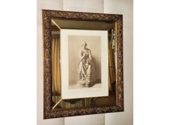 Framed Antique Etching/Print Of Calliope In A Mirrored Frame