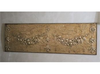 Vintage Gold Painted Embossed Wall Decor - Approximately 75 X 24 On Board
