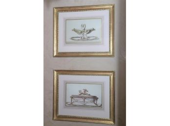 Pair Of Prints In Gold Painted Frames Cherubs In The Fountain