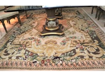 Quality Custom Made Rug With A Scrolled Floral Design By JSL- Apx 8.6 Feet X 12 Feet 100 Percent Tufted Wool
