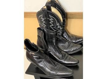 Prada Womens Boots Made In Italy Size 36.5 & Justin Cowboy Boots Size 6B