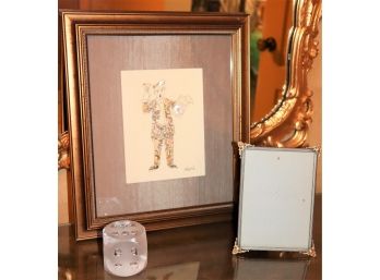 Framed Art With Actual Watch Parts!  By Ikersh With Picture Frame And Die Paperweight