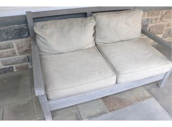 Restoration Hardware Outdoor Teakwood Bench With Cushions