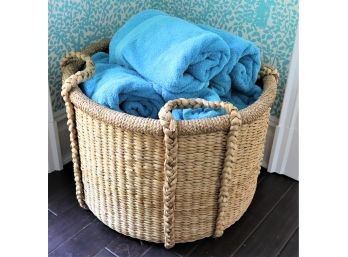 15 Turquoise Bath Towels Savannah By Chortex With A Large Woven Rush Style Basket