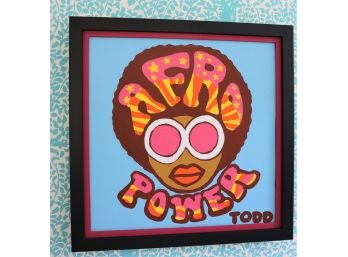 Original Painting By Todd Goldman Afro Power In Amazing Double Bordered Frame