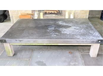 Outdoor Restoration Hardware Coffee Table With Stone/Metal Top Teak Aluminum